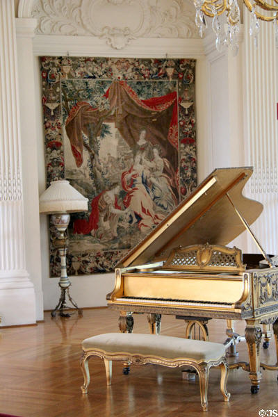 Grand piano in Drawing Room at Rosecliff. Newport, RI.