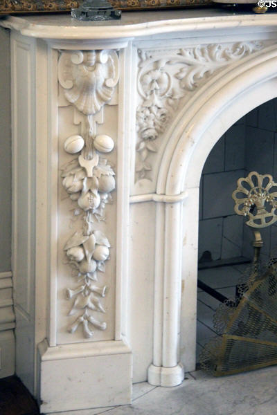 Marble carving details of Ballroom fireplace at Chateau-sur-Mer. Newport, RI.