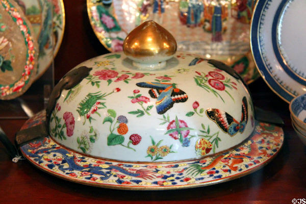 Porcelain Chinese covered platter at Chateau-sur-Mer. Newport, RI.