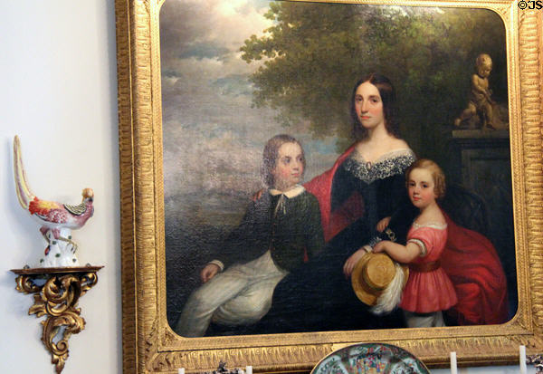 Portrait of Mrs. Lewis Gouverneur Morris & her Children Fordham & Francis (1849) by Daniel Huntington at Chepstow. Newport, RI.