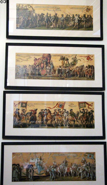 Prints of German Trade Guilds of Renaissance in Pantry at Chepstow. Newport, RI.