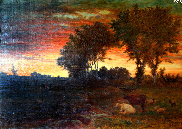 Sunset painting (1861) by George Inness at Newport Art Museum. Newport, RI.