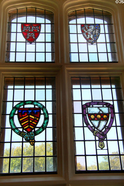 Details of heraldic crests of Magna Carta Windows at Rough Point. Newport, RI.