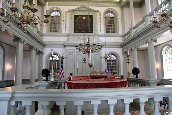 Interior of Touro Synagogue. Newport, RI.