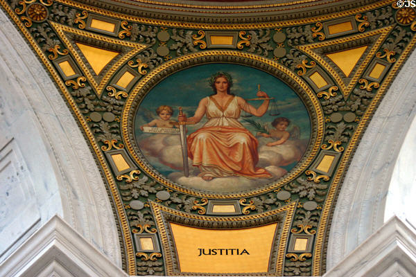 Mural to justice in dome of Rhode Island State House. Providence, RI.