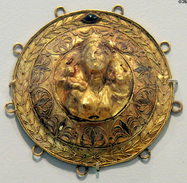 Greek gold medallion (late 4th- early 3rd C BCE) from Thessaly at RISD Museum. Providence, RI.