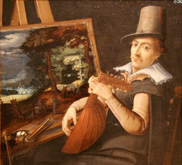 Self portrait (c1595-9) by Paul Bril of Netherlands at RISD Museum. Providence, RI.