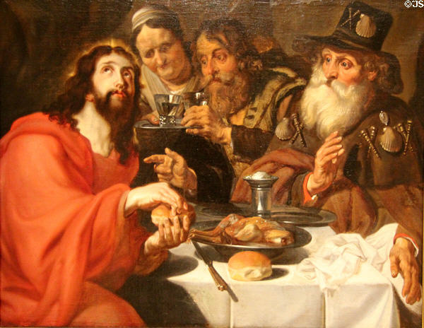 Supper of Emmaus painting (c1650) by Jan Cossiers, Flemish at RISD Museum. Providence, RI.