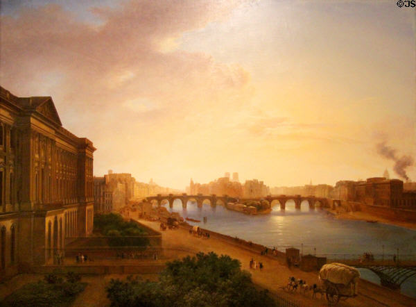 View of Paris from Louvre painting (1835) by Louse-Joséphine Sarazin de Belmont of France at RISD Museum. Providence, RI.