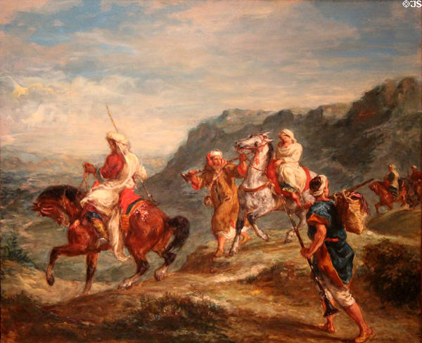 Arabs Traveling painting (1855) by Eugène Delacroix of France at RISD Museum. Providence, RI.