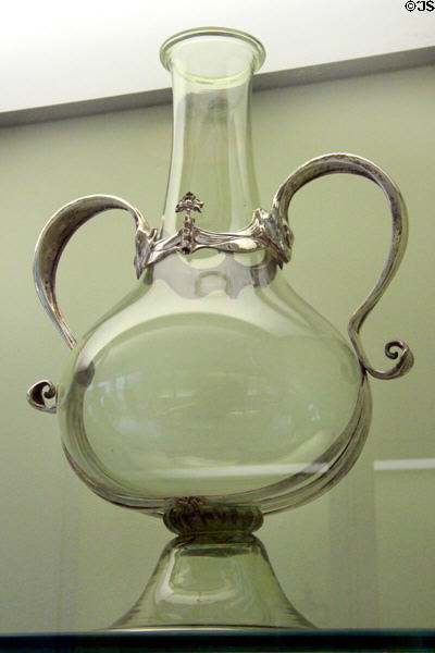 English glass & silver vase (c1914) by Omar Ramsden of Whitefriars Glasshouse at RISD Museum. Providence, RI.