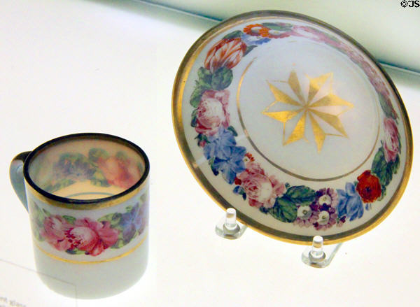 White glass cup & saucer (c1790) from France at RISD Museum. Providence, RI.