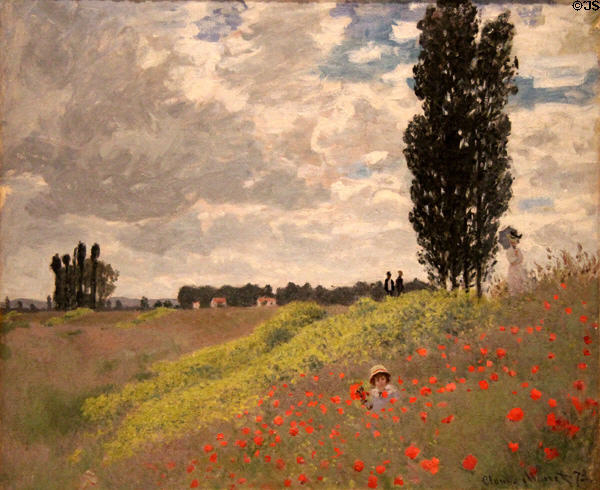 La Promenade dans les prairies à Argenteuil painting (1873) by Claude Monet at RISD Museum. Providence, RI.