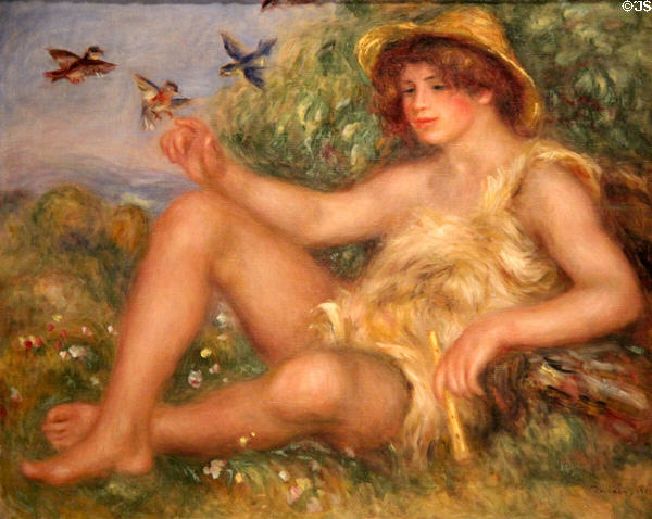 Young Shepherd in Repose painting (1911) by Pierre-Auguste Renoir at RISD Museum. Providence, RI.