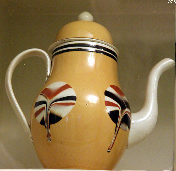 Earthenware coffeepot (c1810) possibly by John Shorthose of Staffordshire, England at RISD Museum. Providence, RI.
