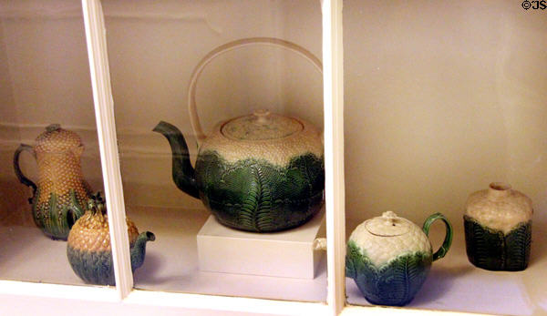 Staffordshire earthenware teapots (c1760) at RISD Museum. Providence, RI.