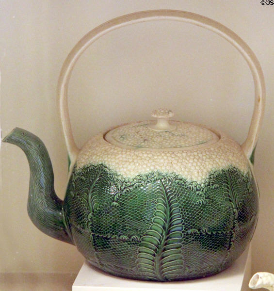 Staffordshire earthenware hot water kettle (c1760) at RISD Museum. Providence, RI.