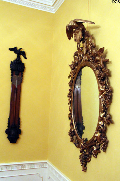 Thermometer & mirror decorated with eagles (early 1800s) at RISD Museum. Providence, RI.