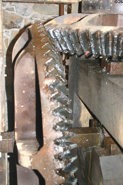 Gears which transmitted power from water wheel in Wilkinson Mill. Pawtucket, RI.