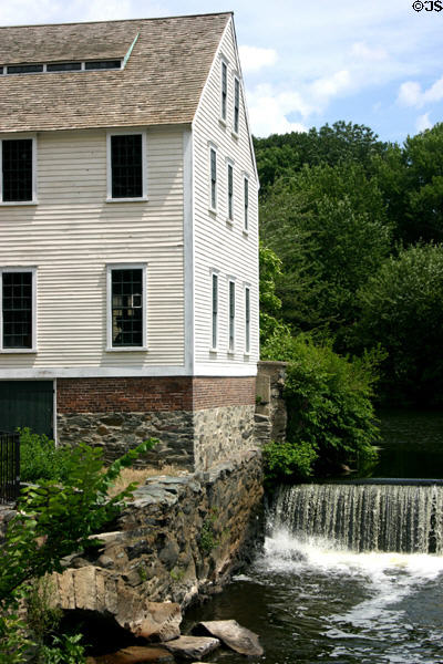 Slater Mill & dam (1793), the first cotton mill in America, now an industrial museum. Pawtucket, RI.