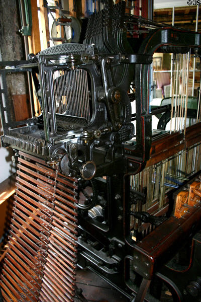 Details of Jacquard loom at Slater Mill Historic Site Museum. Pawtucket, RI.