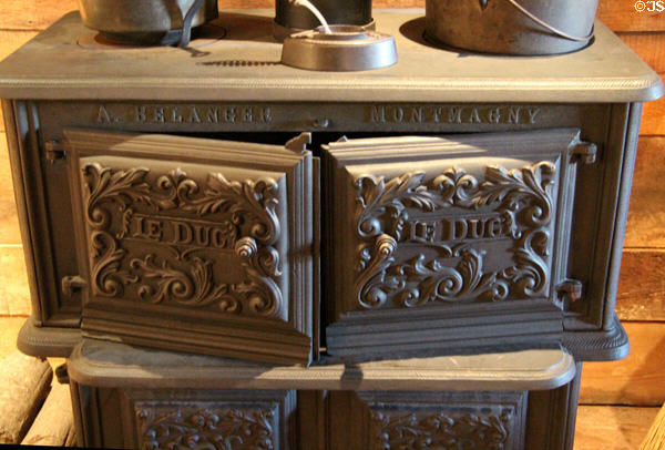 Le Duc cast iron stove by A. Belanger of Montmagny, QU at Museum of Work & Culture. Woonsocket, RI.