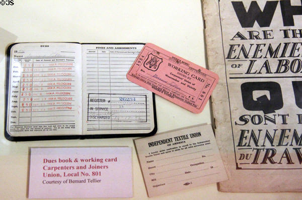 Union documents at Museum of Work & Culture. Woonsocket, RI.