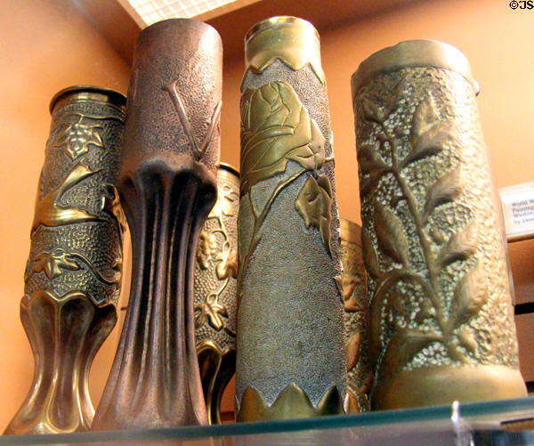 Trench art vases made from artillery shells at Museum of Work & Culture. Woonsocket, RI.
