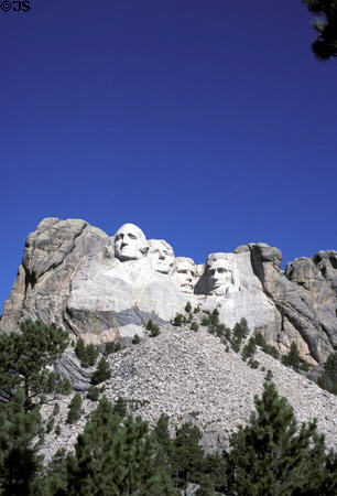 Mount Rushmore National Memorial carved in rock (1927-41) by Gutzon Borglum. SD.