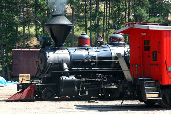 Steam locomotive #7 (1919) of Black Hills Central Railroad. Hill City, SD.