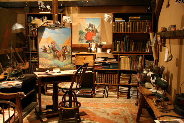 Studio of illustrator Charles Hargens (1893-1997) at Dakota Discovery Museum. Mitchell, SD.