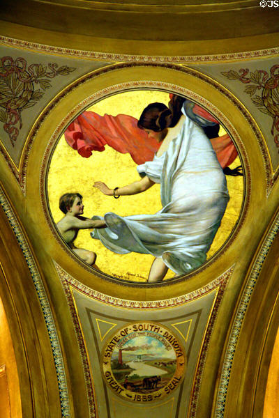 Mural of Venus with Cupid (1910) by Edward Simmons at South Dakota State Capitol. Pierre, SD.