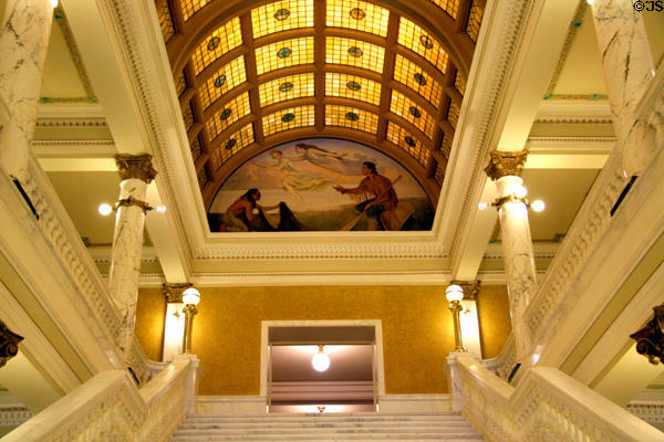 Mural at top of stairway in South Dakota State Capitol. Pierre, SD.