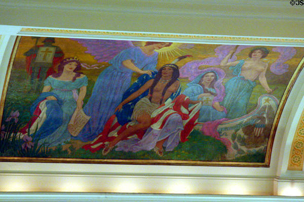 Louisiana Purchase mural by Charles Holloway in Senate chamber of South Dakota State Capitol. Pierre, SD.