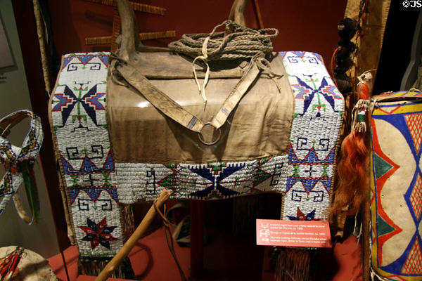 Sicangu or Oglala beaded saddle blanket (c1890) at South Dakota State Historical Society Museum. Pierre, SD.