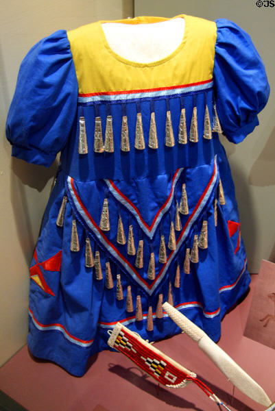 Girl's jingle dress (1994) at South Dakota State Historical Society Museum. Pierre, SD.