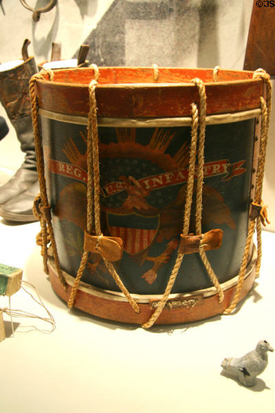 Military snare drum (c1870) used at Fort Sully in South Dakota State Historical Society Museum. Pierre, SD.