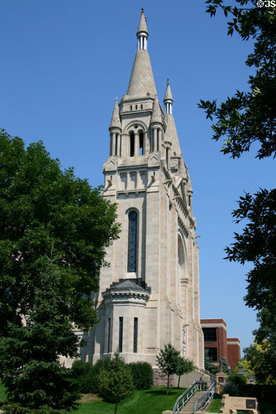 Tower facade of St. Joseph Cathedral. Sioux Falls, SD.