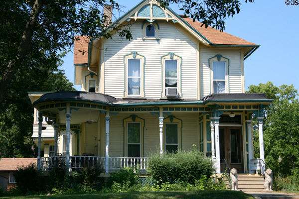 House with fan bargeboard & veranda (335 N. Duluth Ave.) in Cathedral Historic District. Sioux Falls, SD. Style: Gothic Revival.