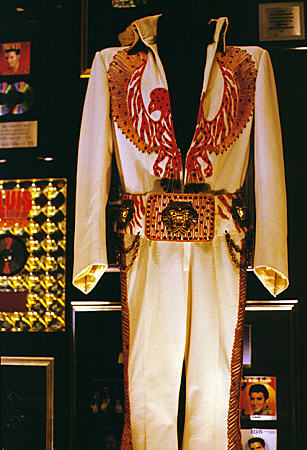 Elvis Presley's white & red costume at Graceland. Memphis, TN.