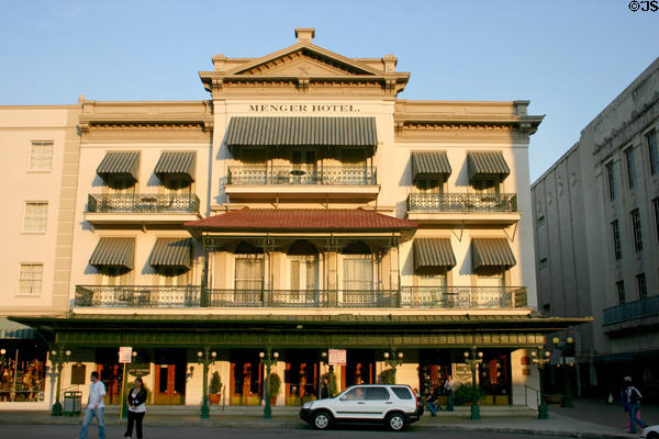 Menger Hotel (1859) opposite The Alamo used by Teddy Roosevelt to recruit Rough Riders for Spanish American War. San Antonio, TX. Architect: Alfred Giles, Atlee B. Ayres & Robert Ayres.