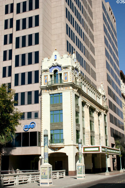 Old Texas Theater facade incorporated as entrance to modern SBC building (175 East Houston). San Antonio, TX.