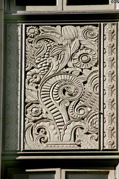 Window panel detail of Frost Brothers building. San Antonio, TX.