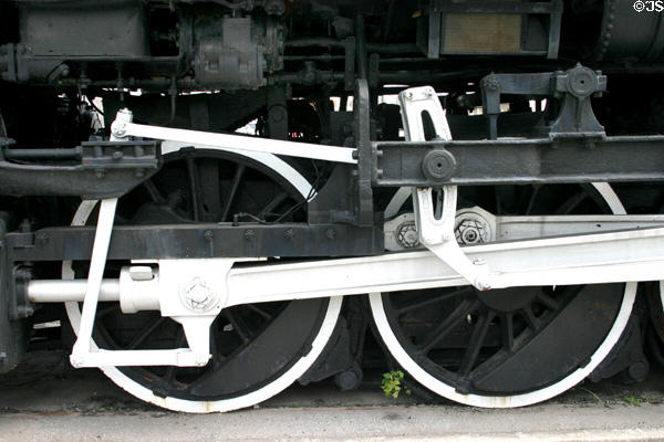 Southern Pacific steam locomotive 794 drive wheels. San Antonio, TX.