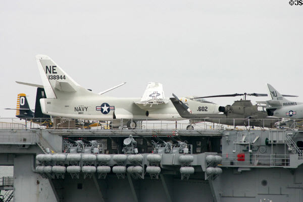 USS Lexington side view of rear deck with aircraft. Corpus Christi, TX.