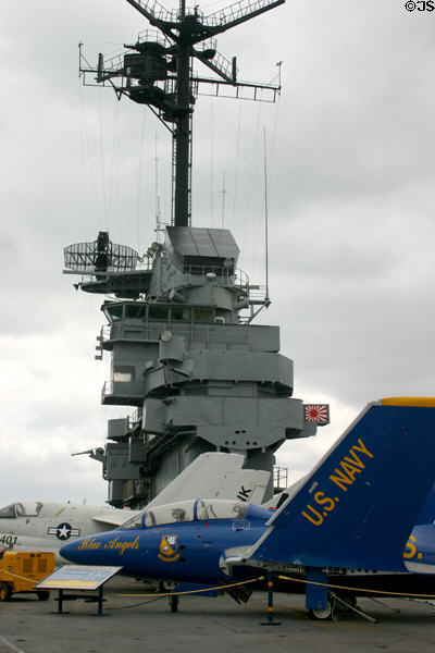 USS Lexington bridge with aircraft. Corpus Christi, TX.