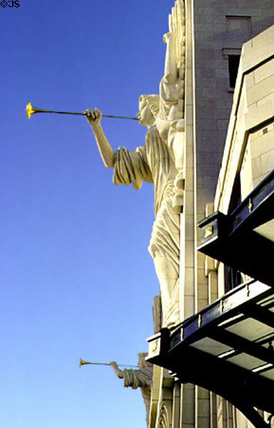 Angels with trumpets on Bass Performance Hall. Fort Worth, TX.