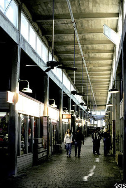 Converted pens once used to hold steers at Stockyards Rail Station now holds shops. Fort Worth, TX.