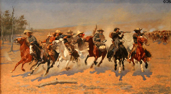 A Dash for Timber (1889) painted by Frederic Remington at Amon Carter Museum. Fort Worth, TX.