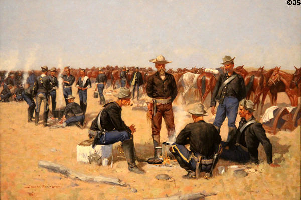 Cavalryman's Breakfast on the Plains (1890) painted by Frederic Remington at Amon Carter Museum. Fort Worth, TX.